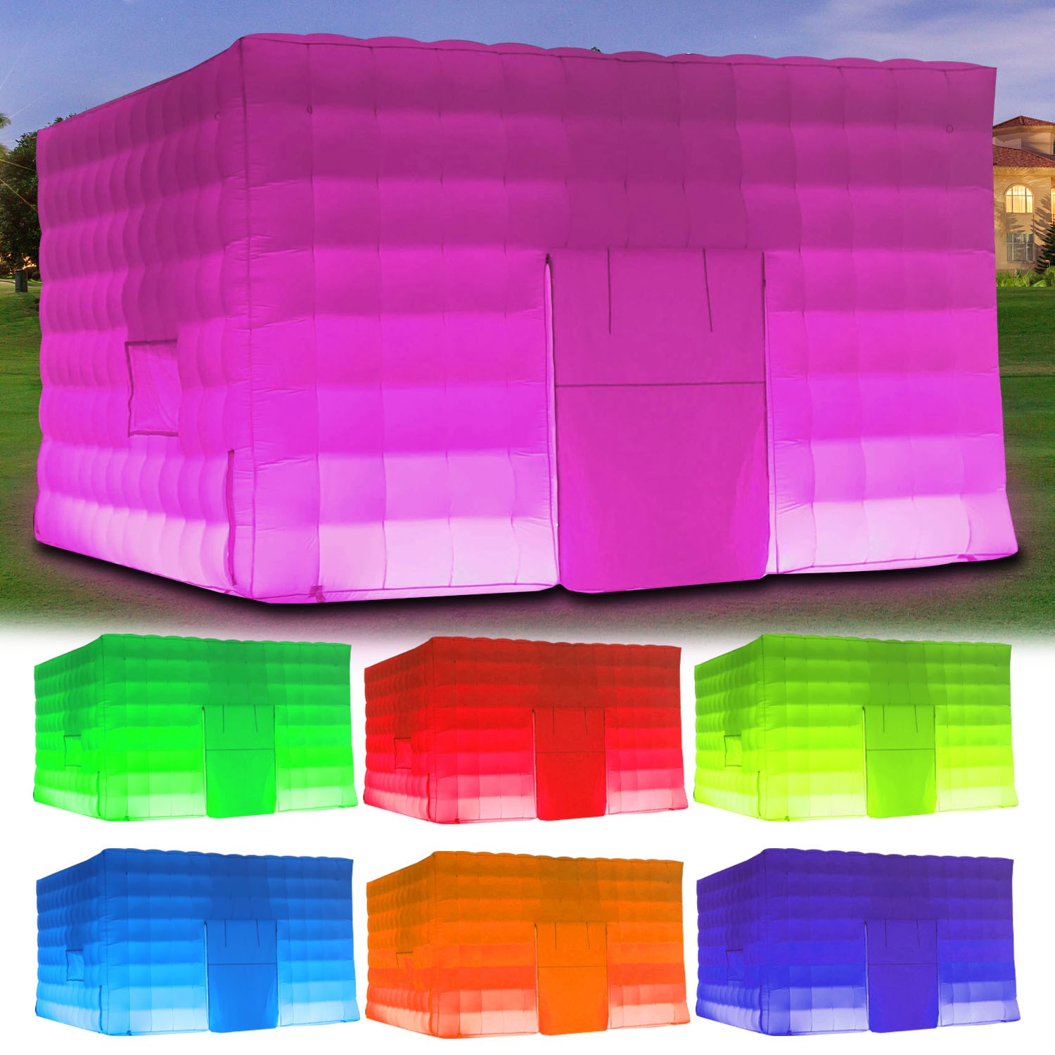 Inflatable Night Club 20FT White Inflatable Cube Party Tent w/LED lights US