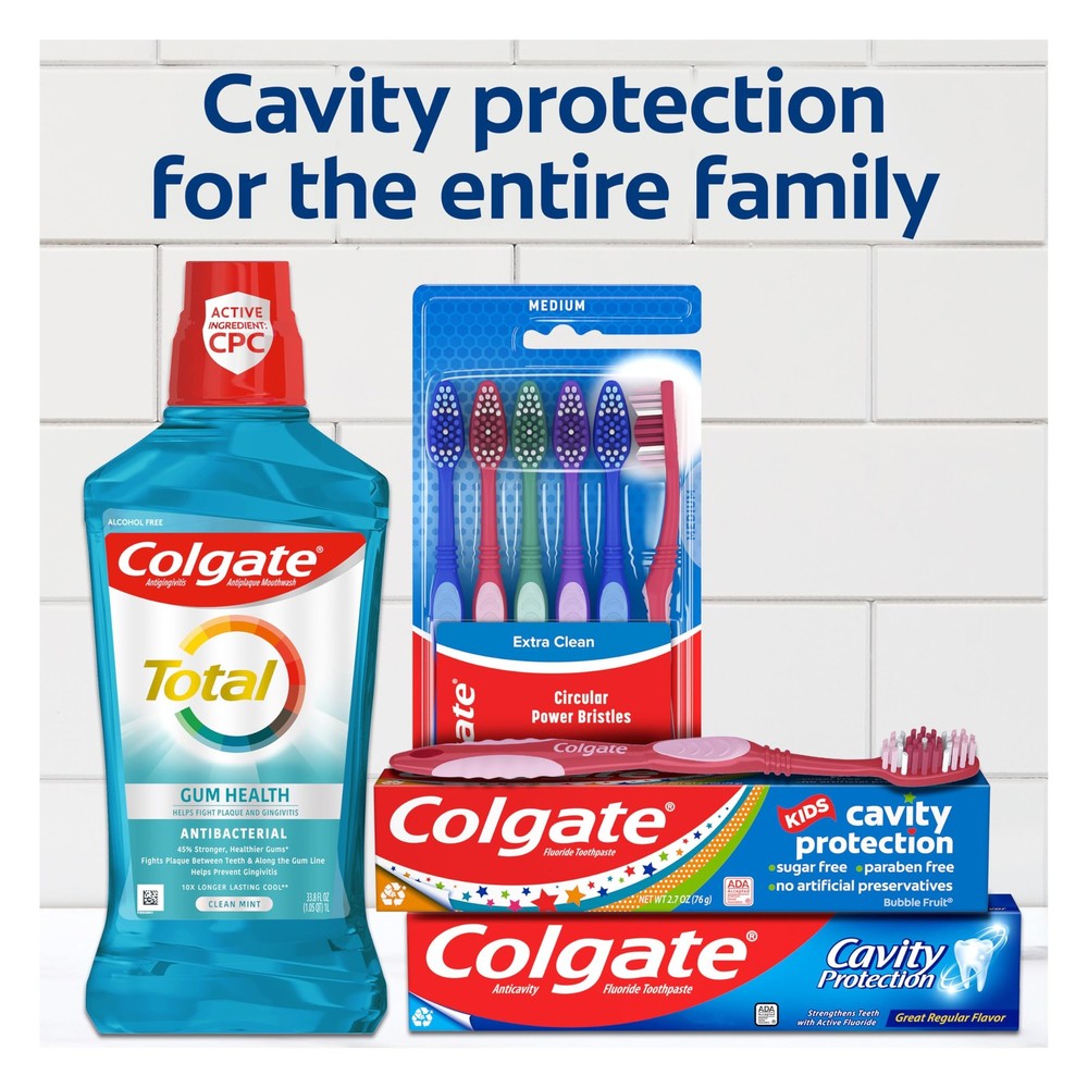6-Pack Colgate Regular Cavity Protection Toothpaste with Fluoride, White 6 oz