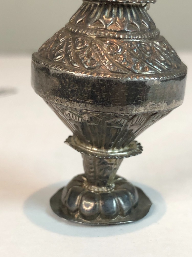 Old Unusual Silver Chased Perfume Bottle, Middle Eastern Antique?