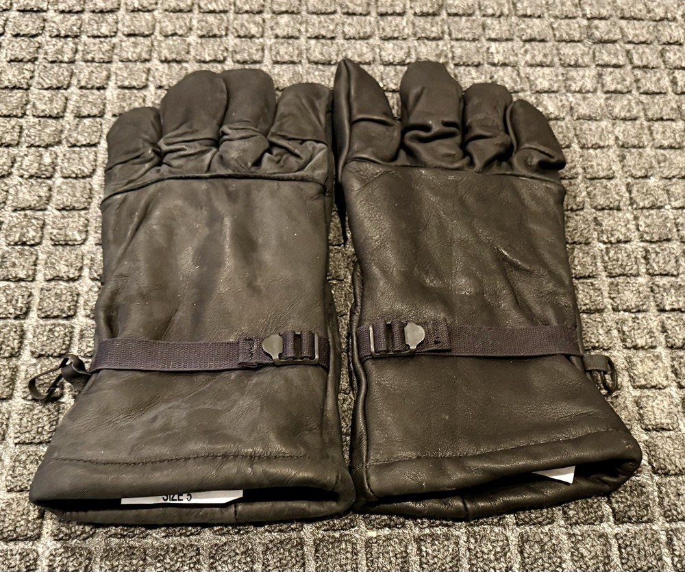 ARMY issue Cold Weather Leather Work Gloves Size 5 Extra Large Black