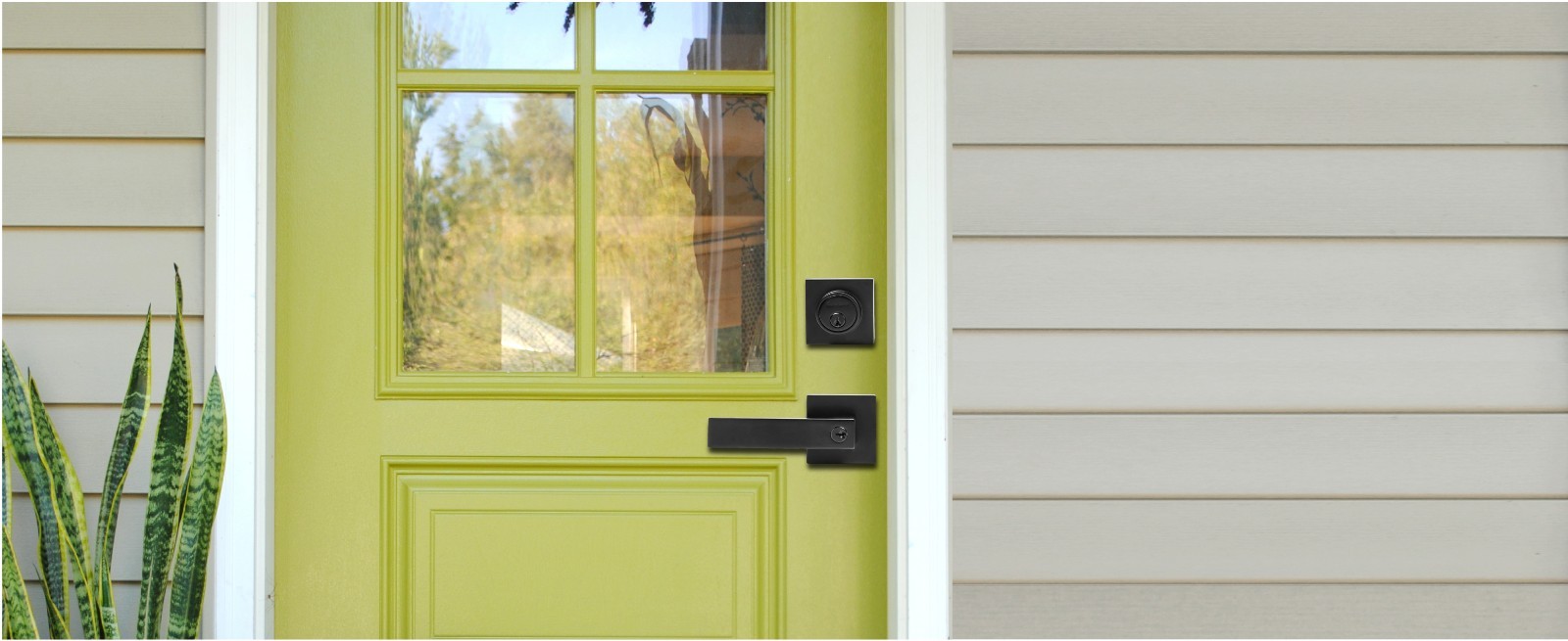 Front Door Lock Set,Keyed Alike Door Handle with Single Cylinder Deadbolt,Black