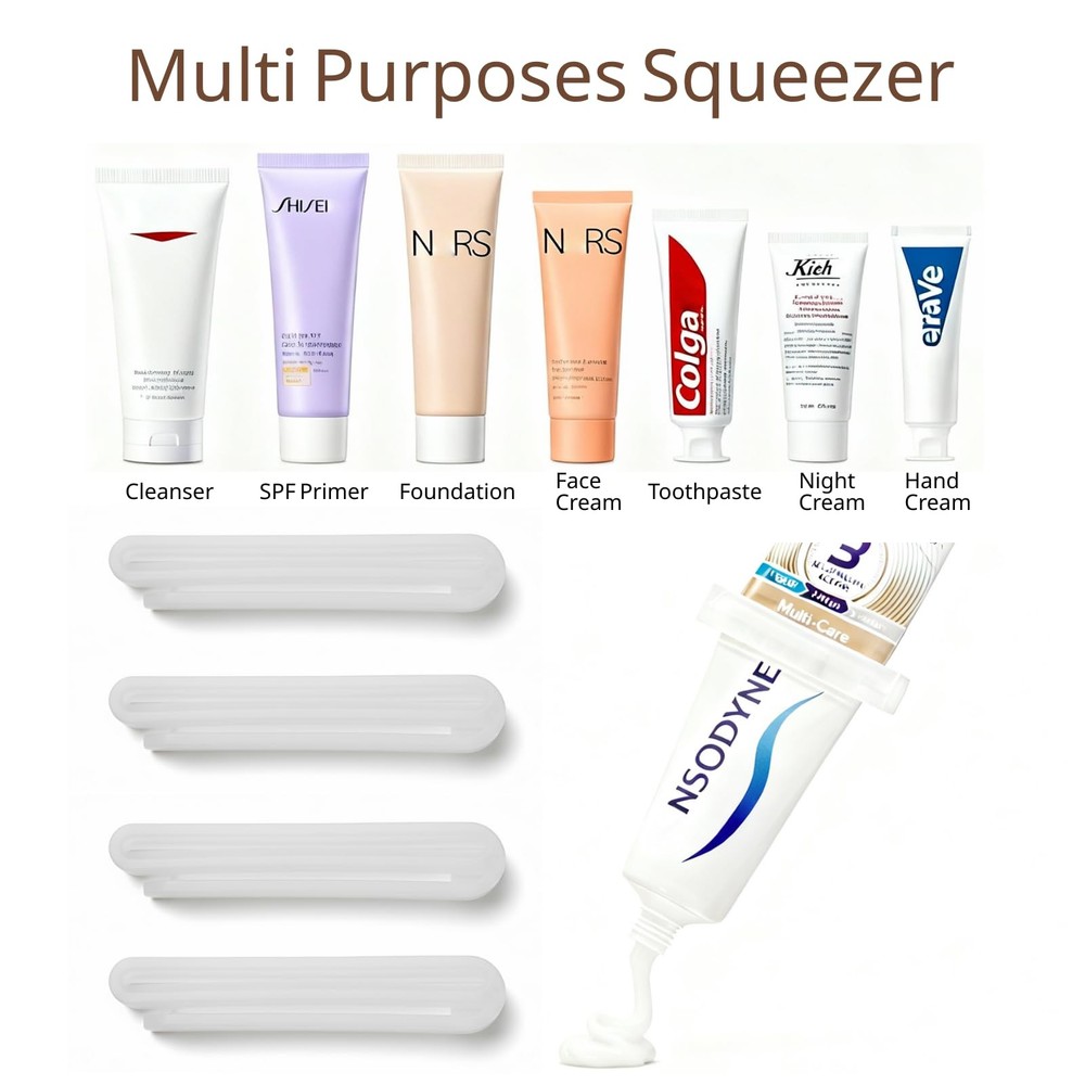 JM.JEEMI 4-Pack Toothpaste Squeezer – PP Tube Squeezers, Clear