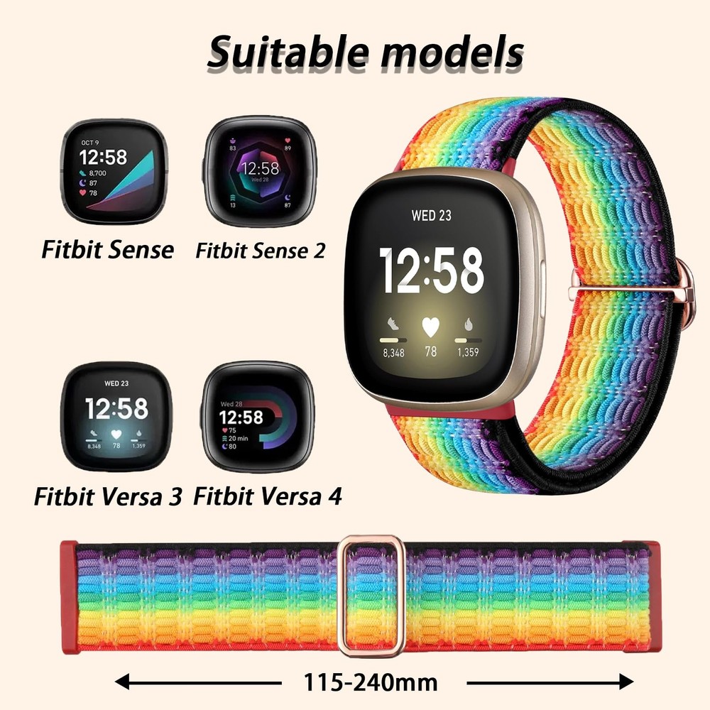 5 Pack Elastic Bands Compatible with Fitbit Versa 4/Fitbit Versa 3/Fitbit Sen...