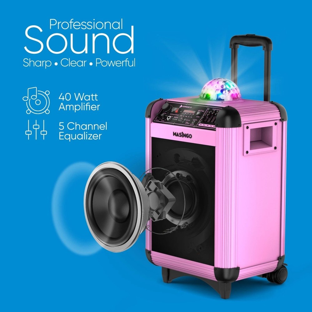 Portable Karaoke Machine Microphones Speaker Disco Ball Bluetooth Singing System