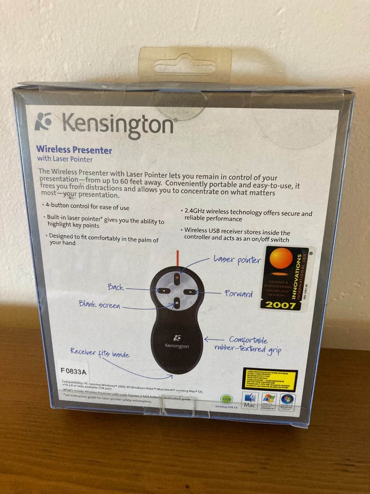 NEW Kensington Wireless Presenter with Laser Pointer F0833A