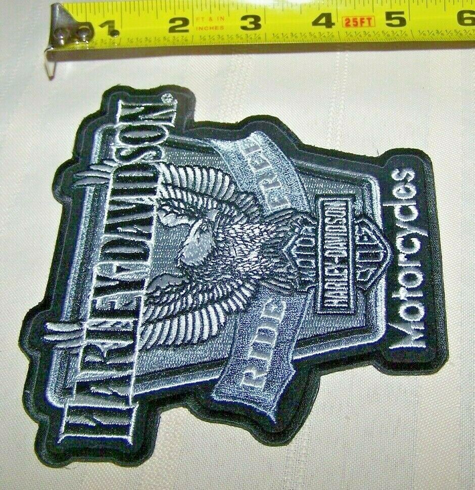 Harley Davidson Bar & Shield Eagle Black Silver Back Vest Patch 6 x 5