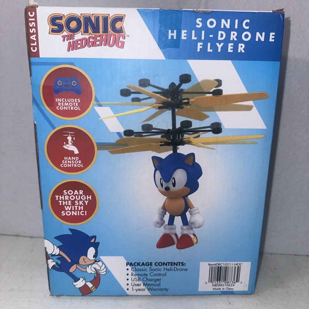 Classic Sonic The Hedgehog Hand Sensor Control HELI-DRONE FLYER & Remote Control