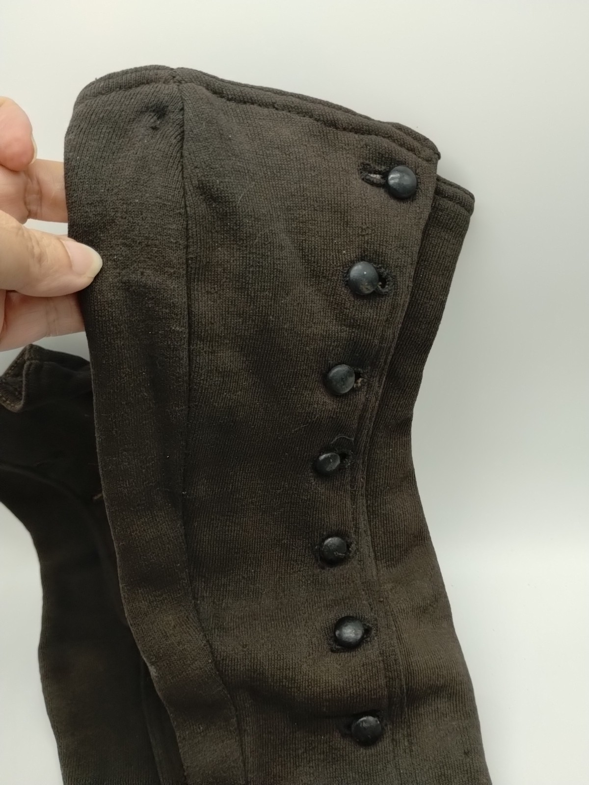 Pair Of Antique Vintage Victorian Wool Felt Brown Boot Spats