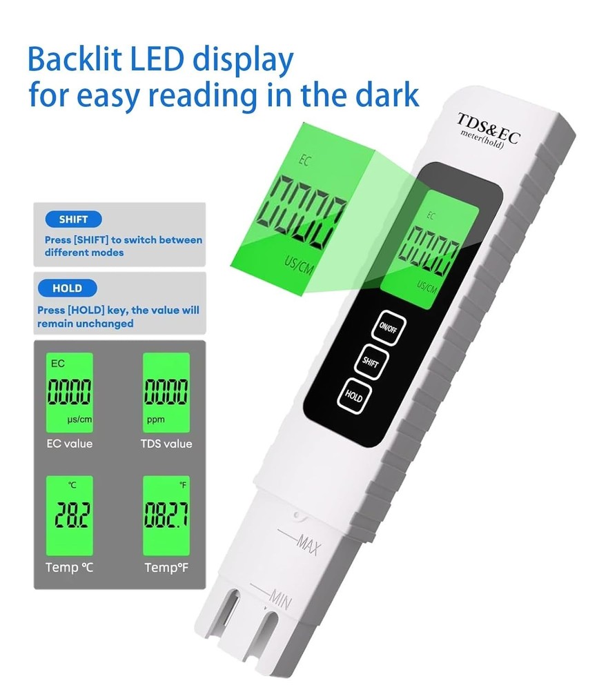 Multi-Function TDS Meter for Accurate Water Quality in Aquariums and RO Systems