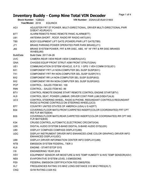 EQUINOX 2018 High Mounted Stop Light 104532303