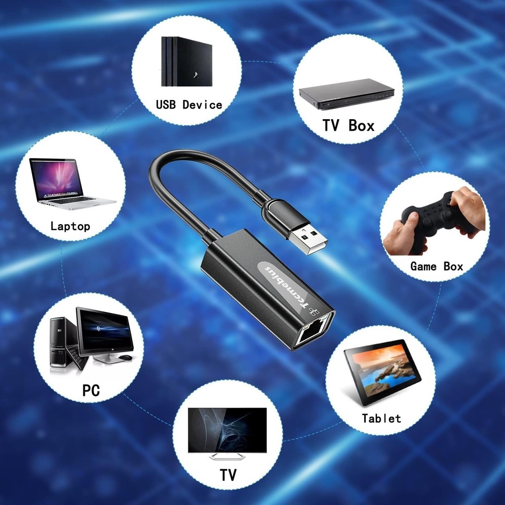 High-Speed USB Ethernet Adapter - Versatile 10/100 Mbps LAN for Multiple Devices