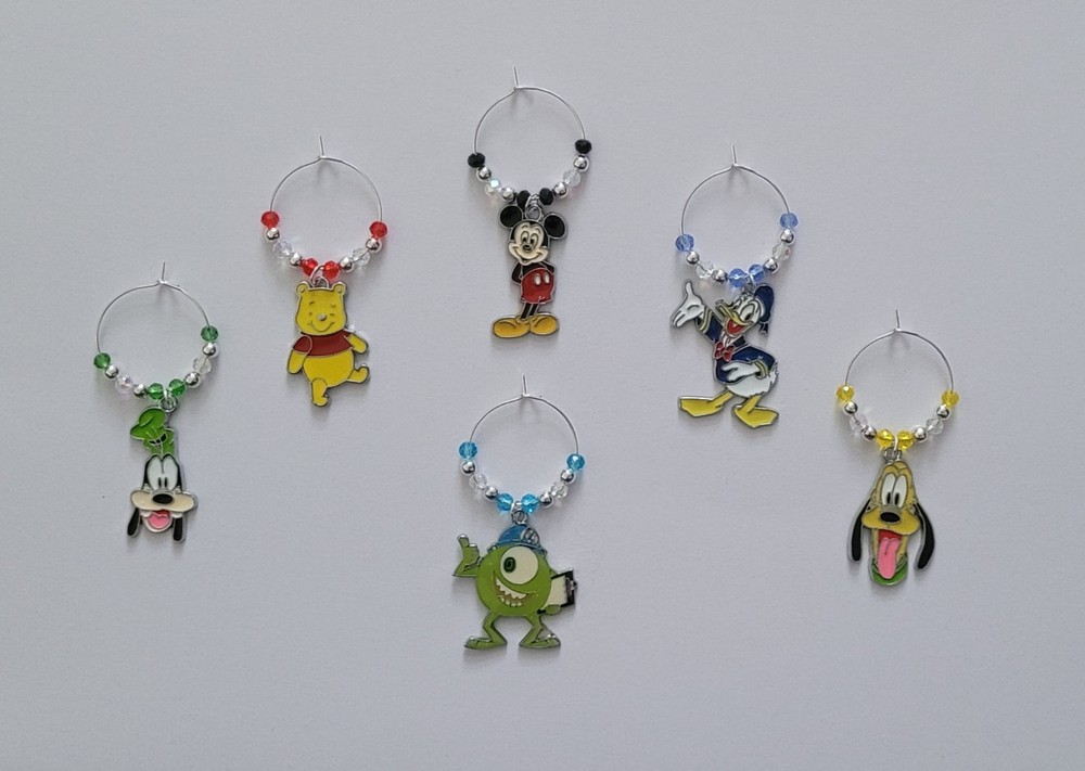 Disney wine glass charms.