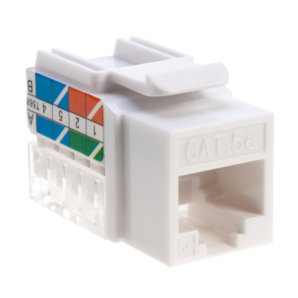 Cat5e White Keystone Jack 45 Degree Punch Down Network Connector Multi-Pack LOT