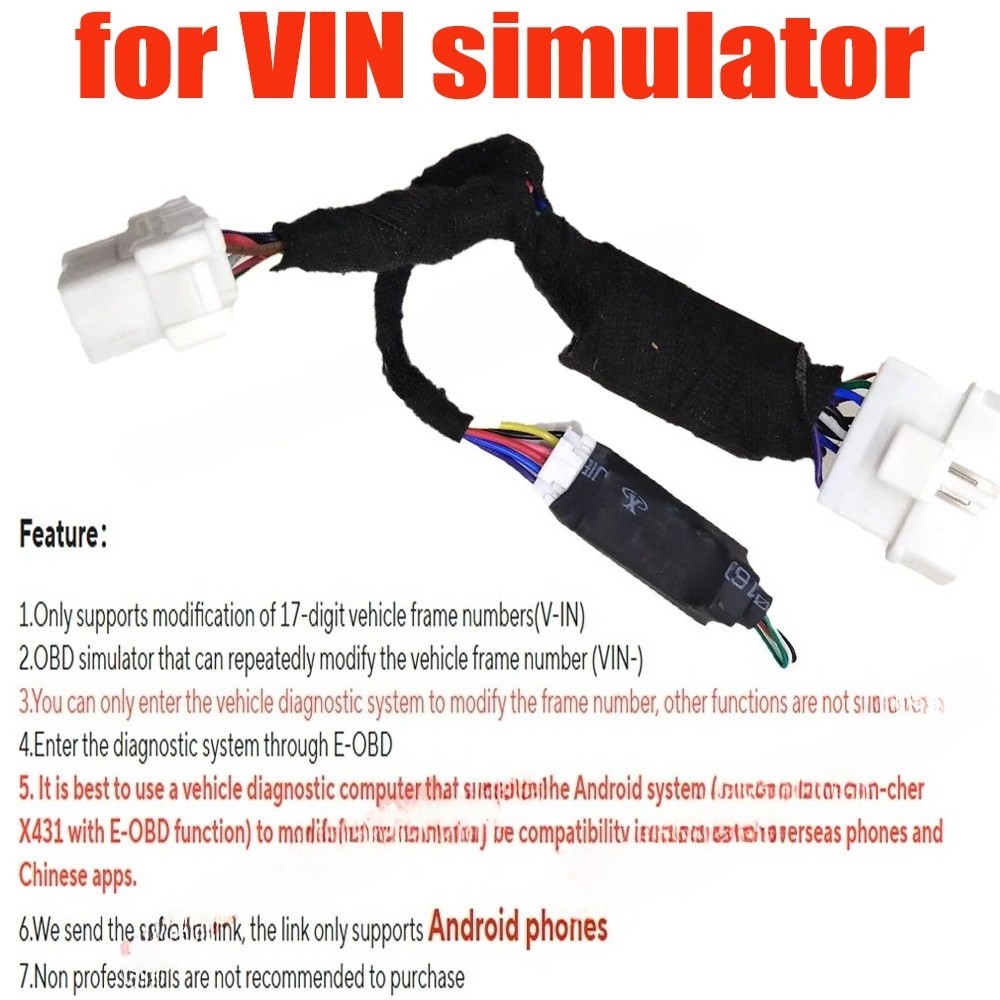 17 Digit VIN Correction OBD Simulator Compatible with Android App