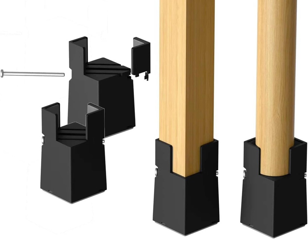 Modern Black Adjustable Bed Risers - Anti-Slip for Maximum Stability & Style