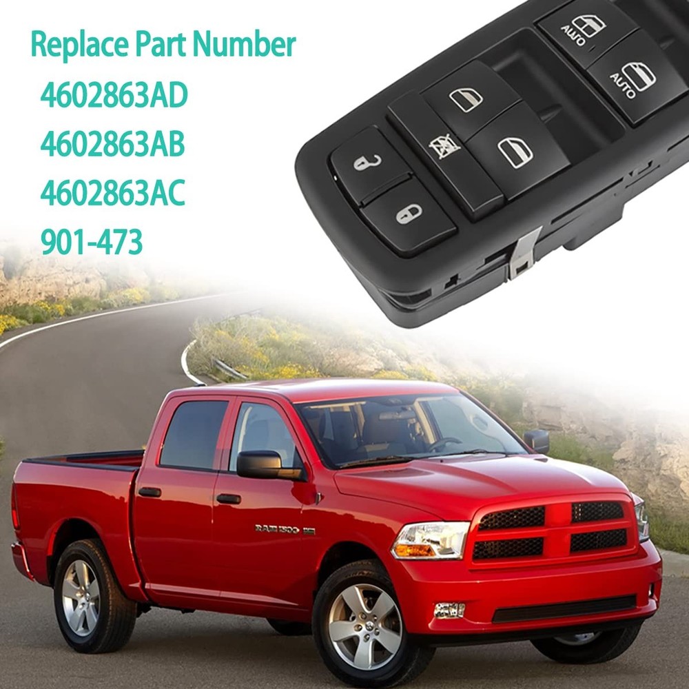 Master Power Window Switch Front Left Driver Side Fits 4602863AD/AB/AC, Black