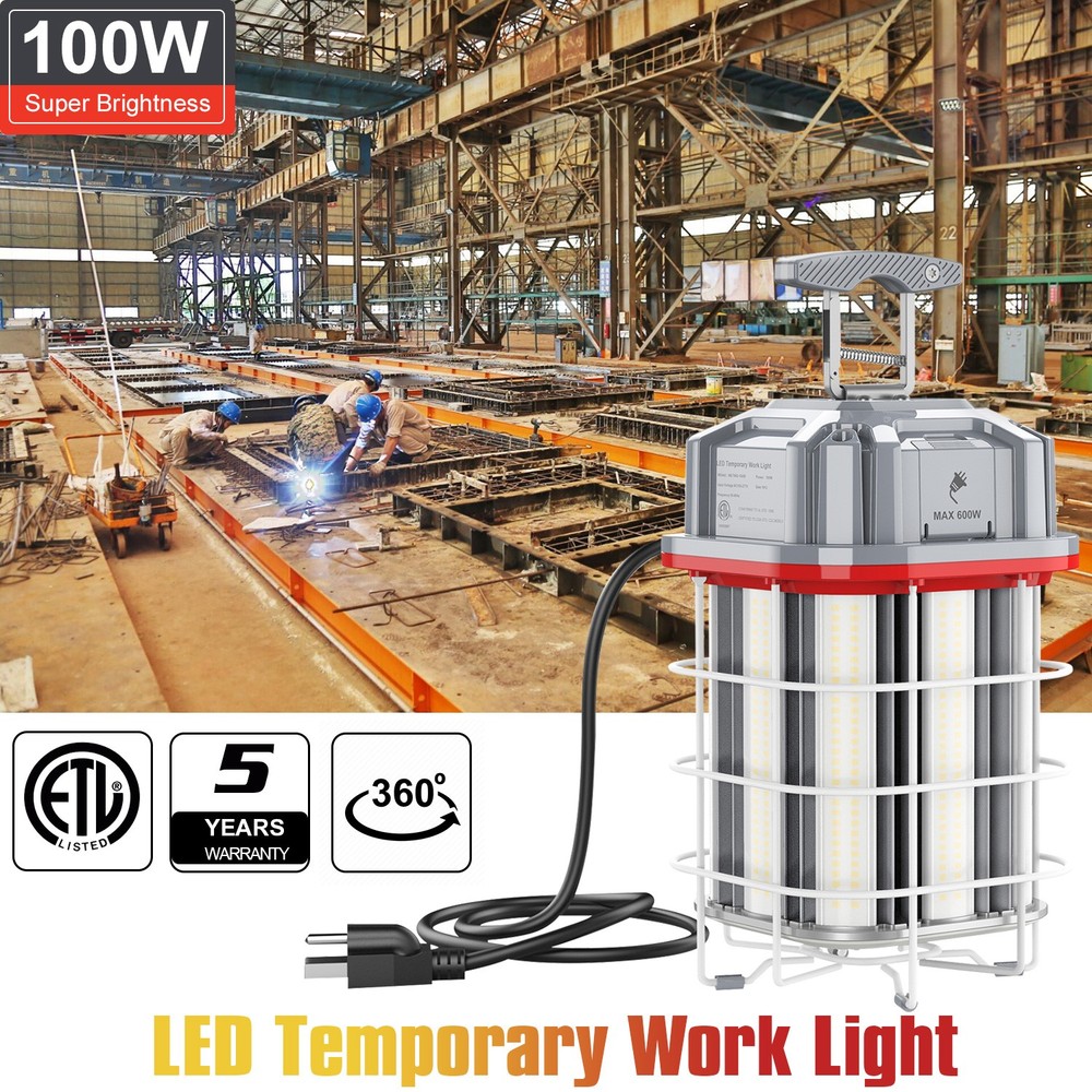 100W Linkable LED Temporary Work Light Hanging Construction Lights 5000K 14500LM