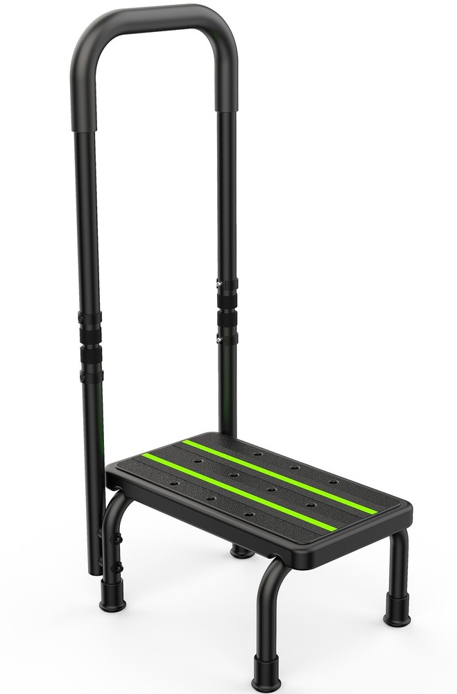 Step Stool with Handle for Elderly, Non Skid Platform & Adjustable Handrail, ...