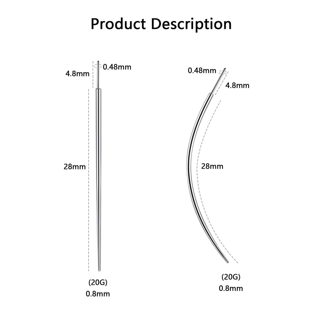 Titanium Threadless Piercing Tool for Nose, Lip, Ear, Tragus, Helix - 2Pcs