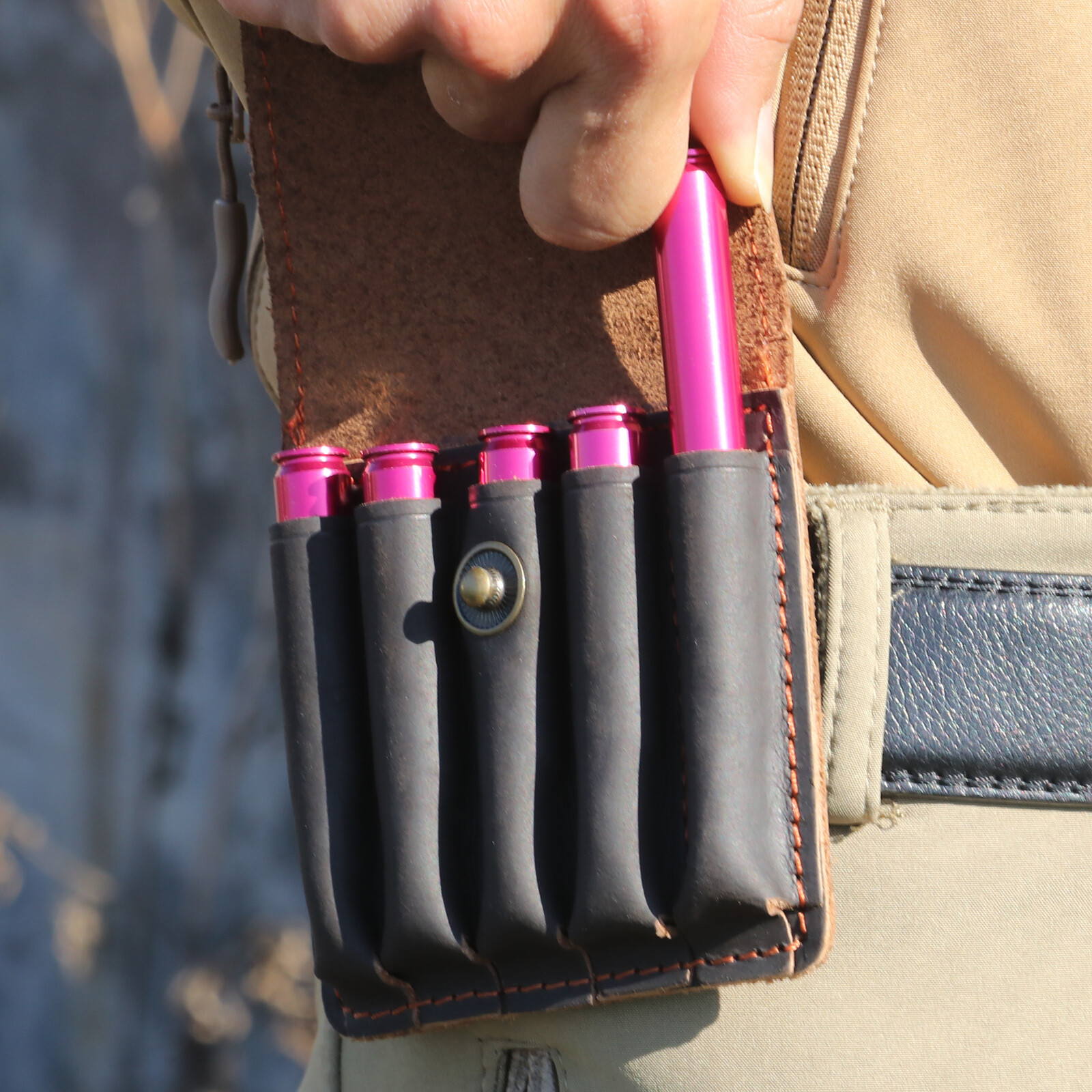 TOURBON Leather Rifle Bullets Ammo Belt Holder Pouch Cartridge Shell Wallet US