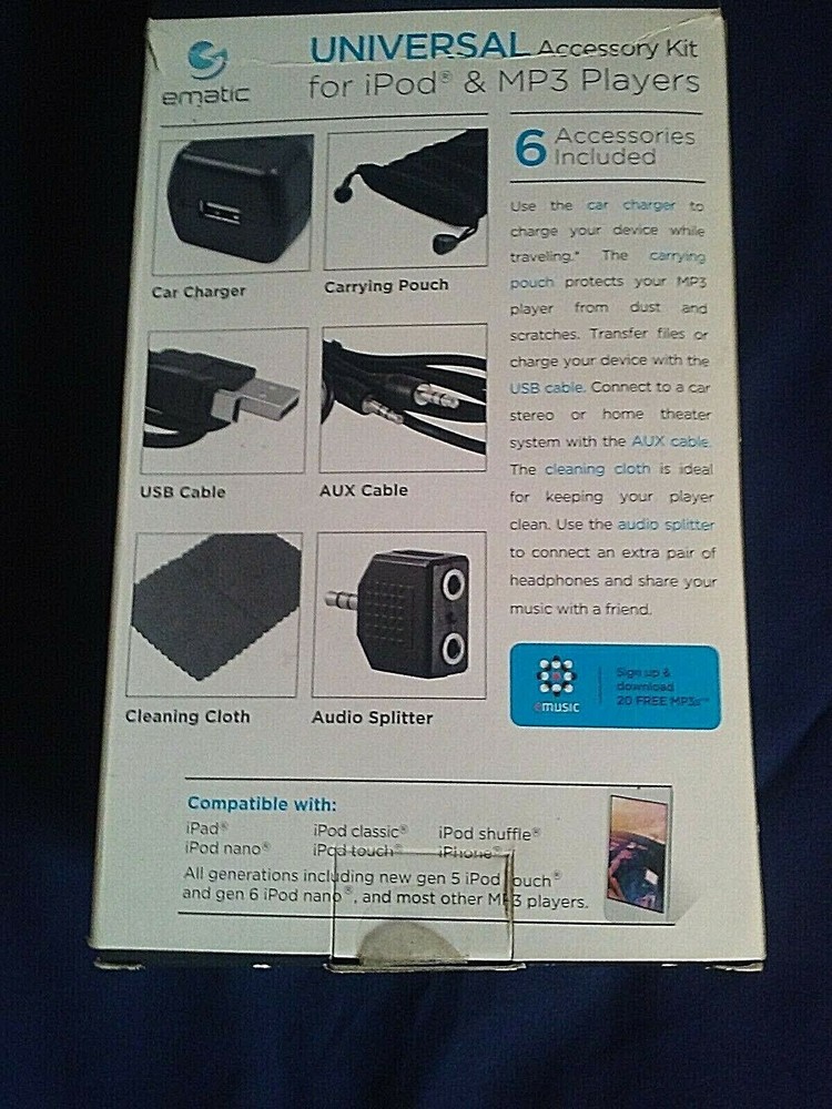 Universal Ematic 6 pc Accessory Kit for iPod & MP3 Players