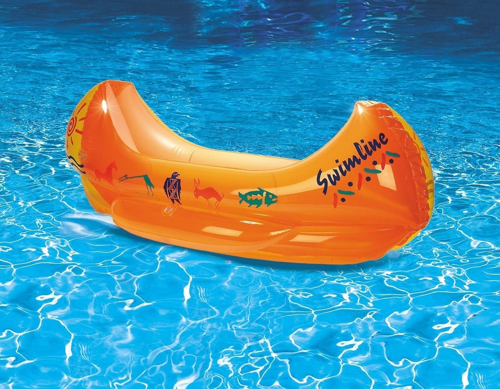 Spacious 46" Inflatable Canoe Raft - Colorful Pool Float for Ultimate Relaxation