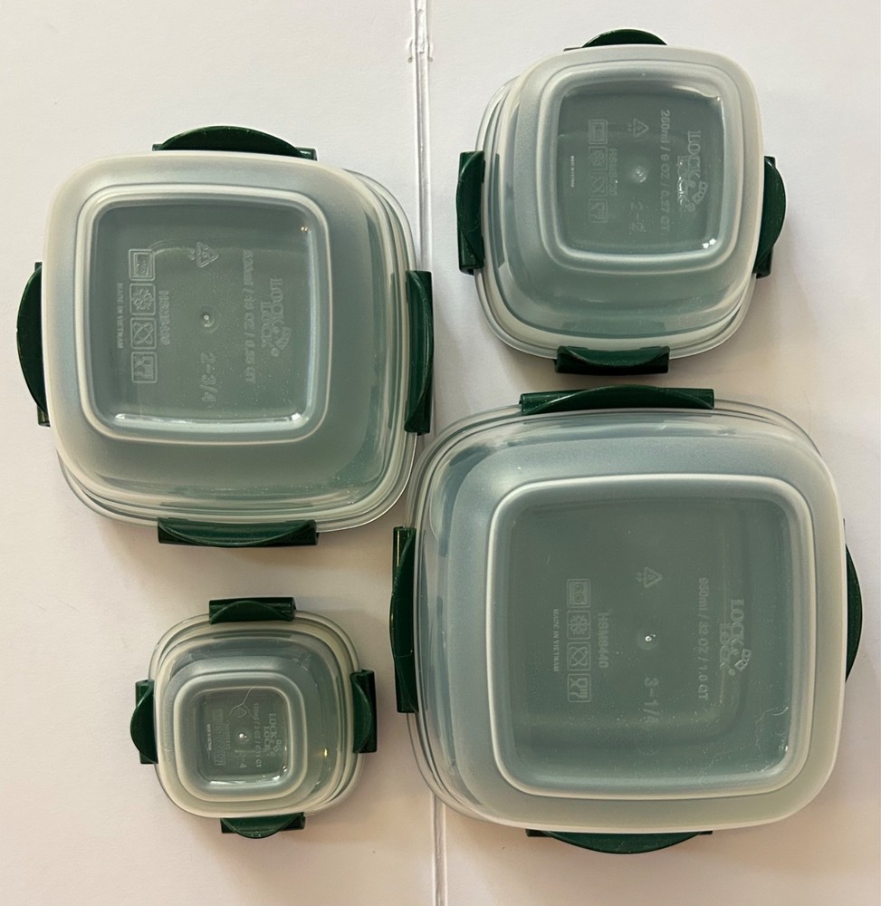 4 Lock & Lock Containers Green Sparkle Glitter Nesting New Fast Ship