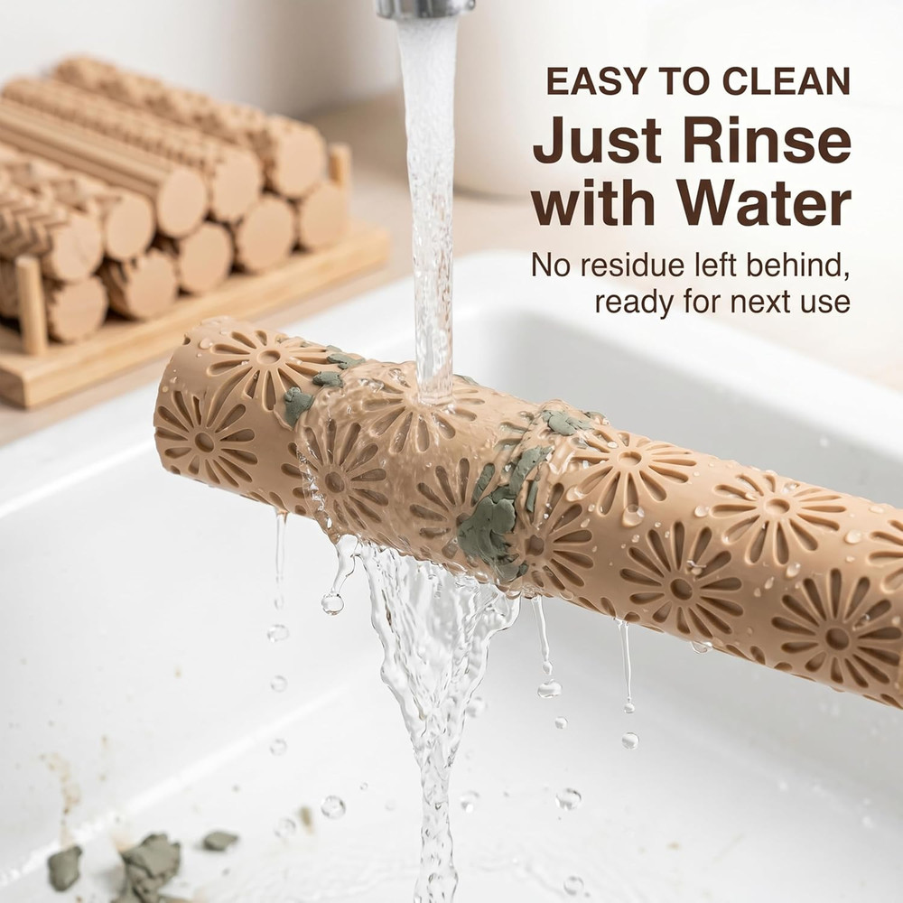 Clay Texture Rollers | 10-Pack Polymer Clay Texture Roller Set for Pottery & Cra