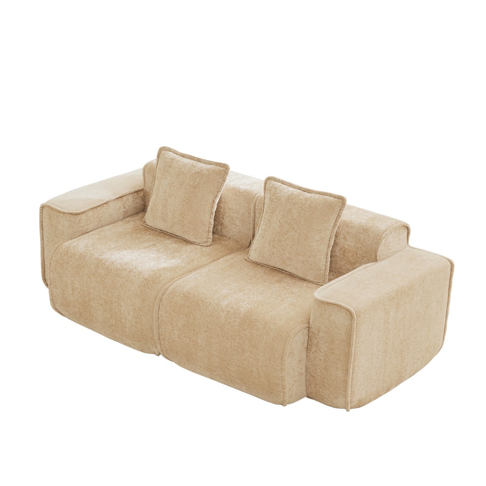 Harrison Velvet Sofa Light Camel, Modular Sectional w/No Assembly