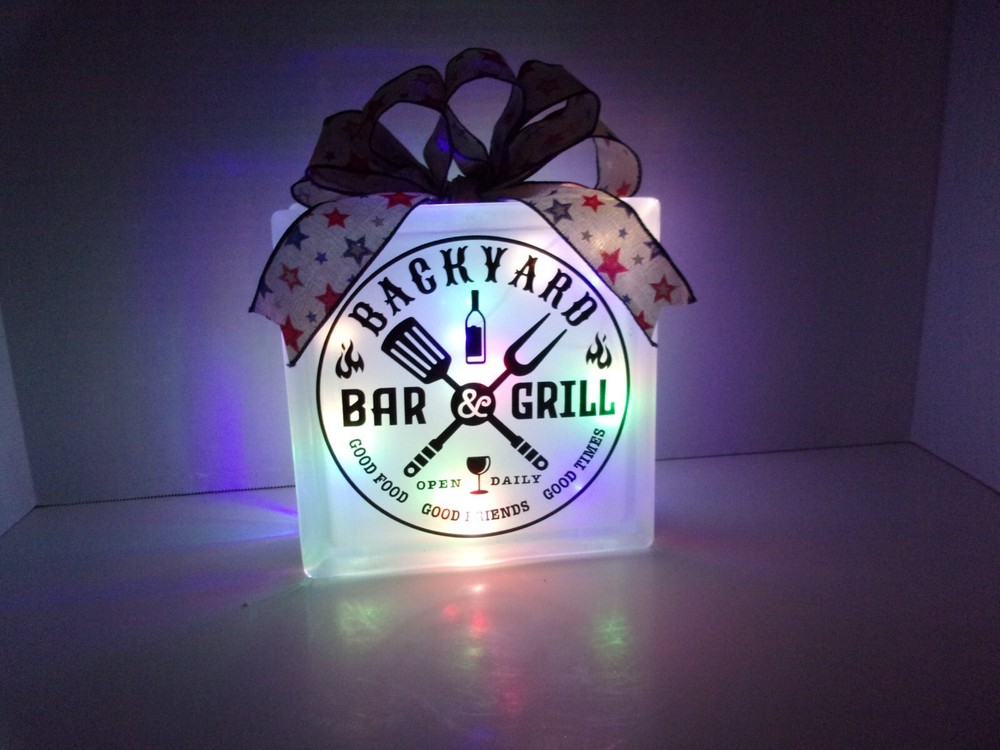 Backyard Bar & Grill Lighted Glass Block