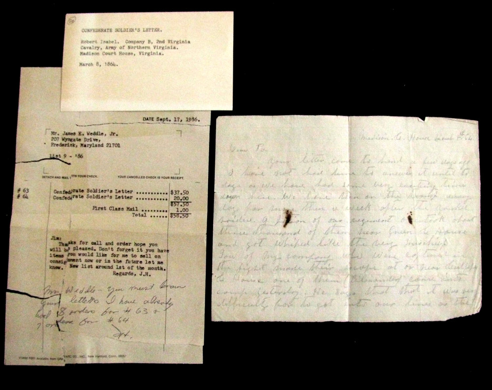 CIVIL WAR VIRGINIA CONFEDERATE SOLDIER LETTER WITH GOOD CONTENT