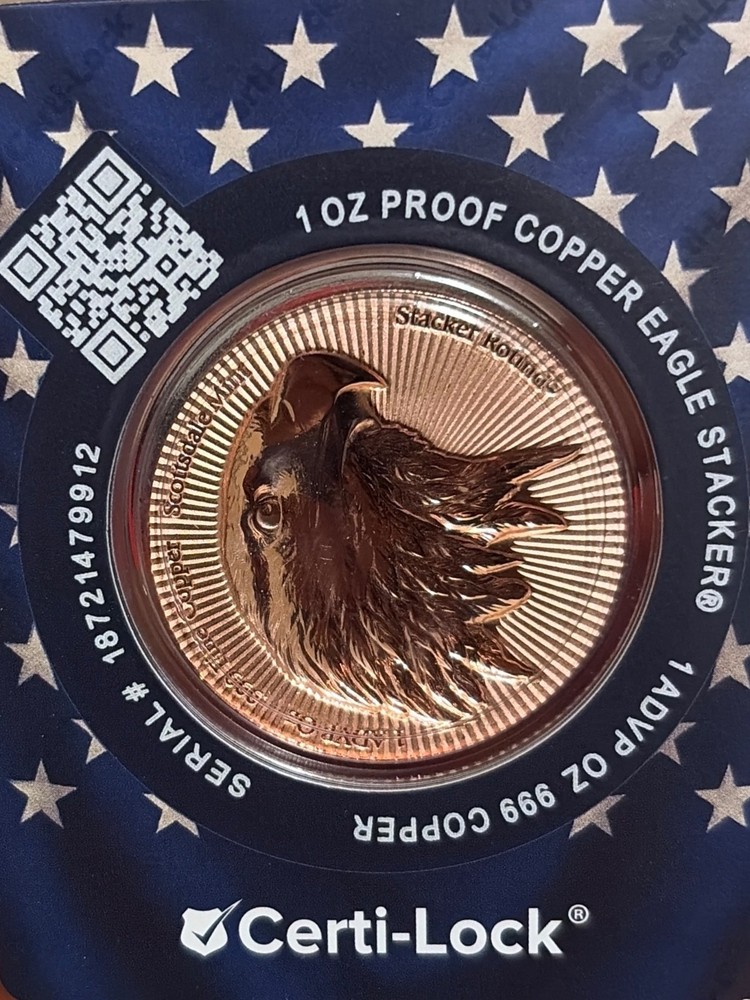1oz. Scottsdale Copper Eagle Stacker "PROOF" Round Serial #18721384801