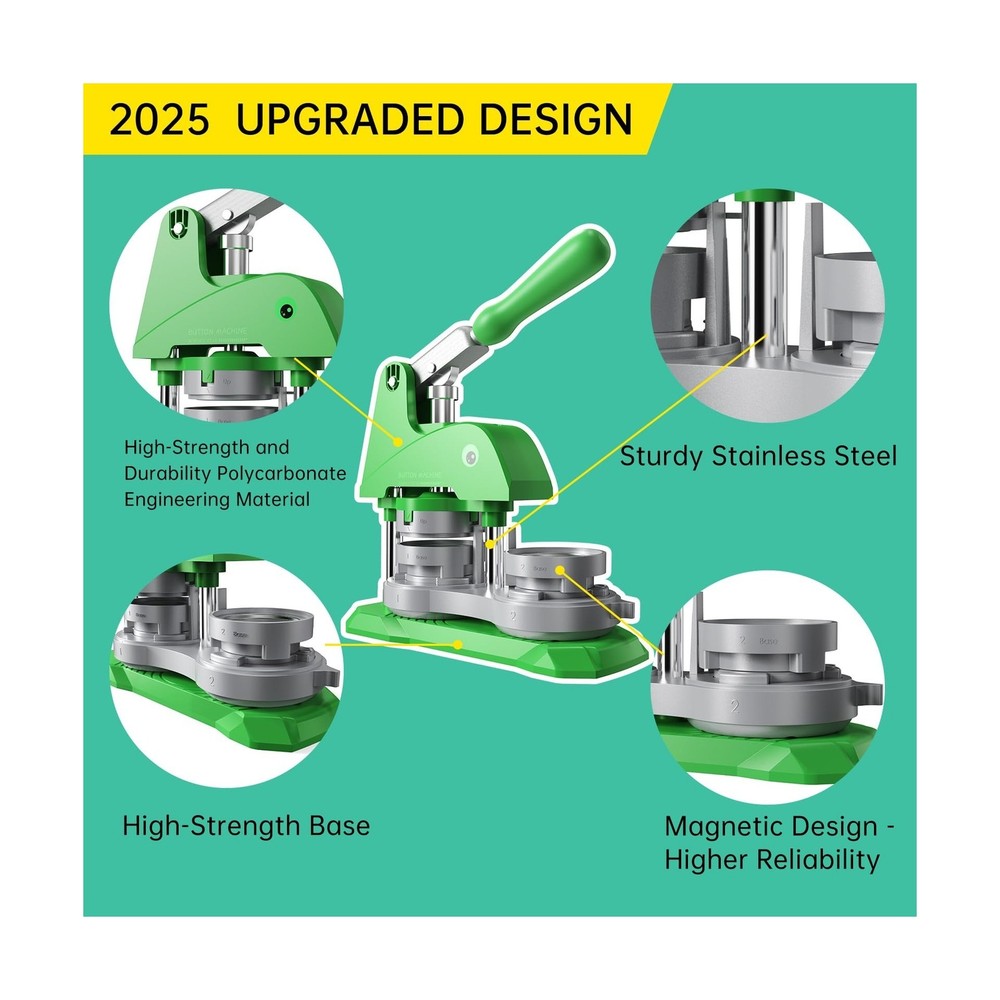 Button Maker Machine 3 Sizes, DIY Pin Making Machine 1+1.25+2.25 inch, Interc...