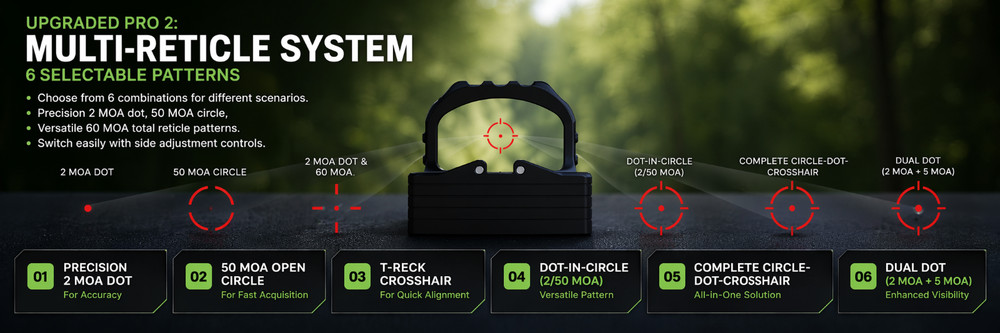 ADE RD3-021-PRO2 Shake Wake+Multi Reticle Red Dot+Springfield Hellcat OSP, PRO