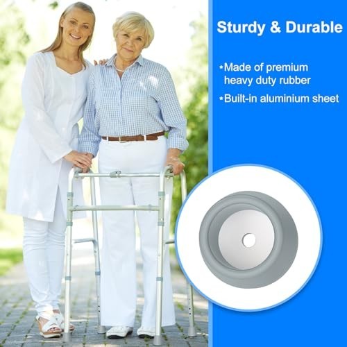 Heavy Duty Rubber Walker Tips - 8 Pcs 1" Replacement Feet for Walkers, Commodes