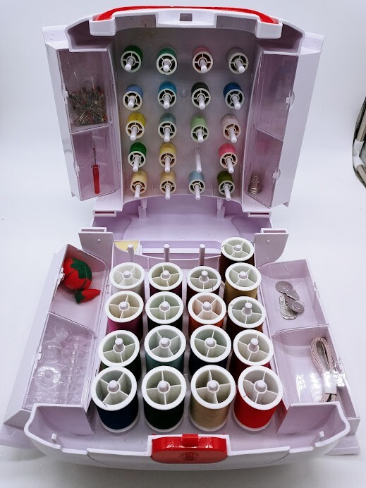 Singer Sew Essentials Storage Box Case Portable Organizer W/Thread & Accessories