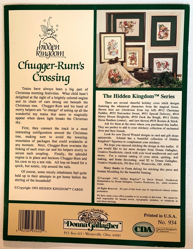 Donna Gallagher Chugger-Rum's Crossing Counted Cross Stitch Pattern #934