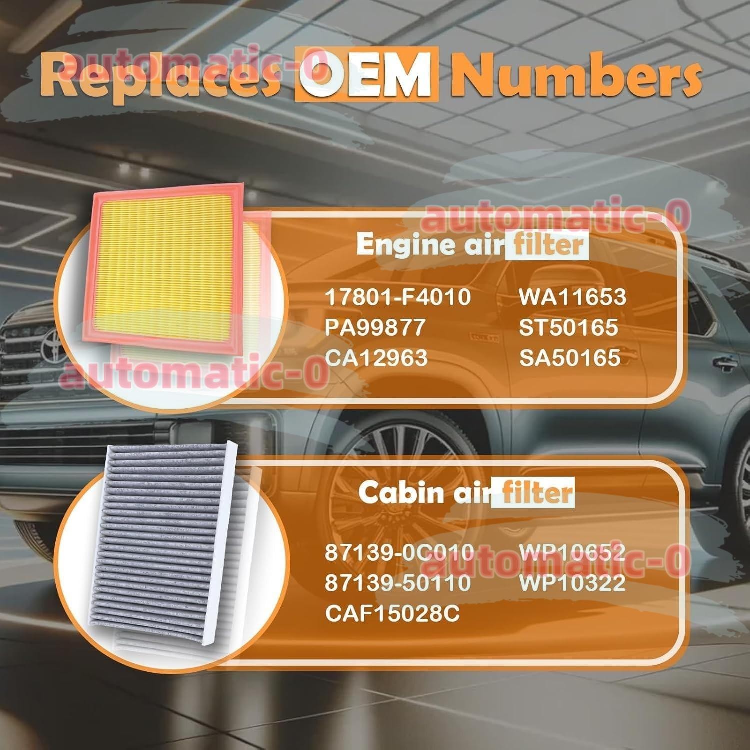 Engine Cabin Air Filters Compatible with 2022 2023 2024 Toyota Tundra Sequoia
