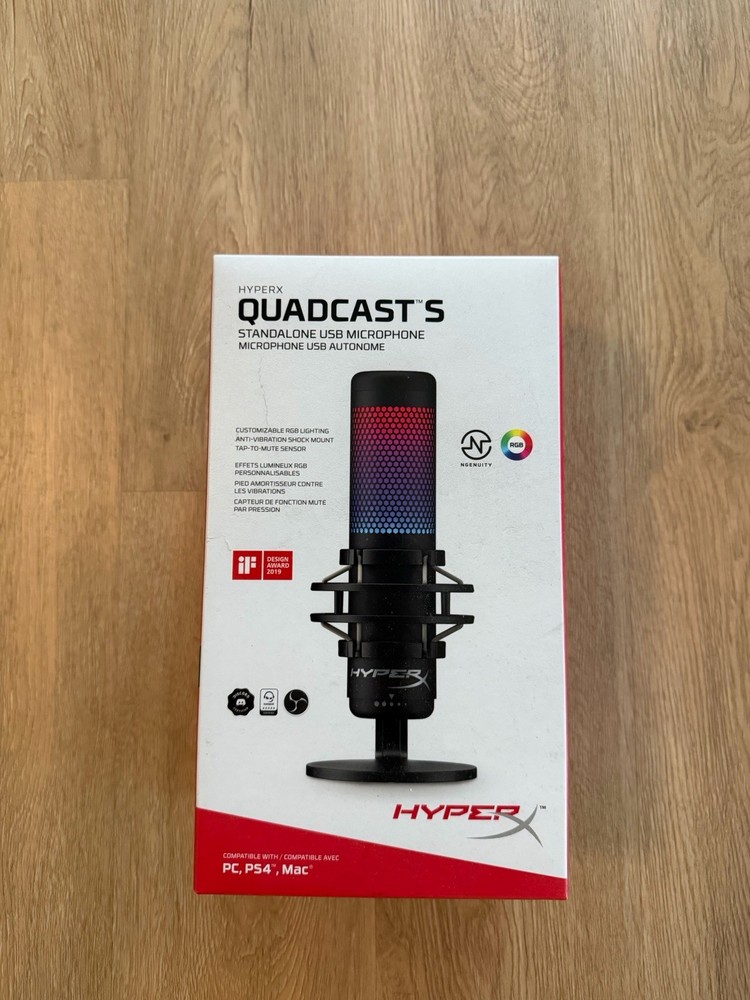 HyperX QuadCast S USB Microphone RGB Lighting Shock Mount PC PS5 PS4Mac