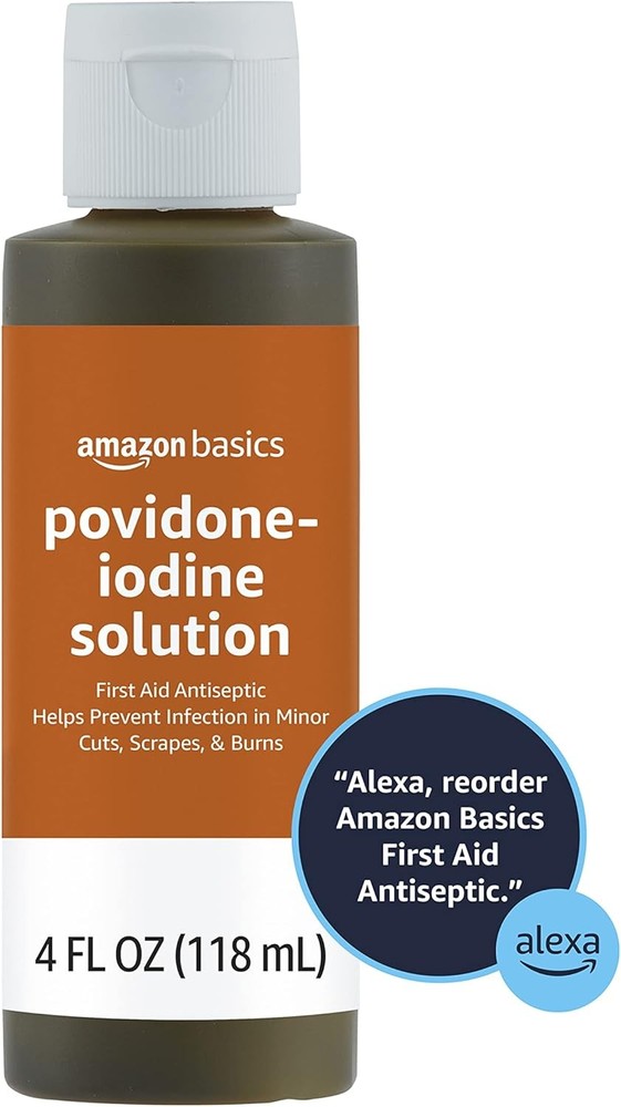 Amazon Basics First Aid Antiseptic, 10% Povidone Iodine Solution, Unflavored, 4