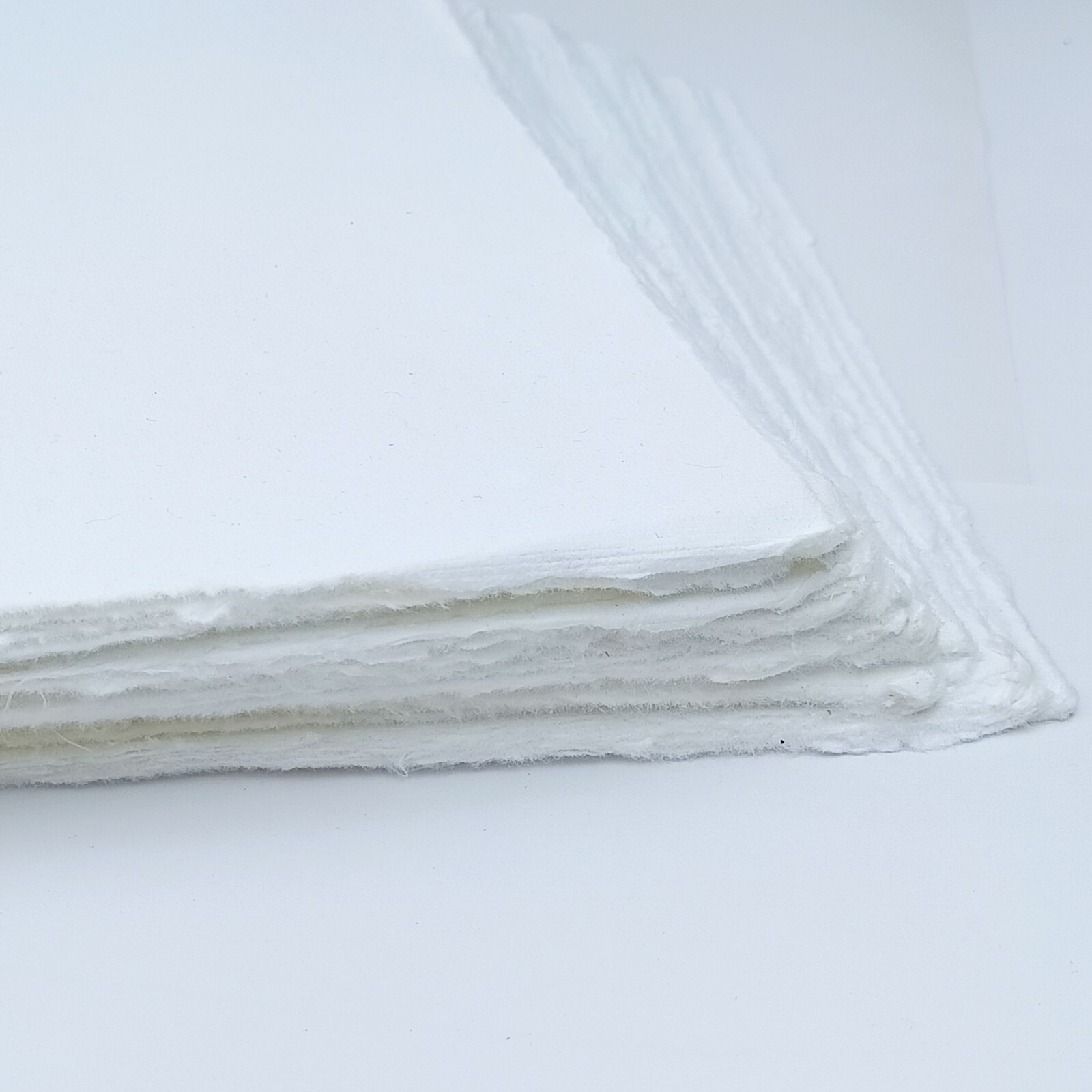 Handmade Paper -100 sheets - All Sizes - WHITE - Deckle Edge - Acid Free Natural