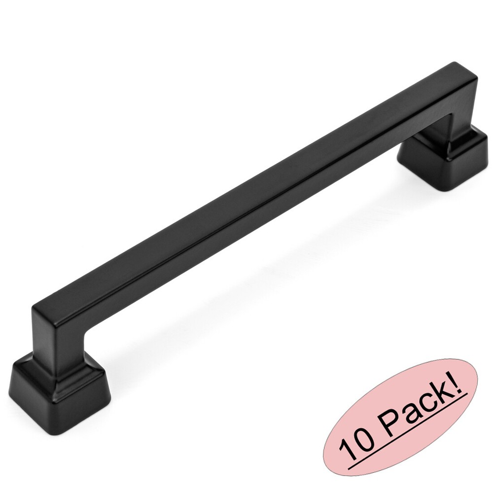*10 Pack* Cosmas Cabinet Hardware Flat Black Contemporary Pulls #1481-160FB