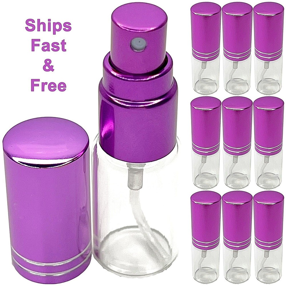 5ml 0.17oz empty perfume glass spray bottles purple line cap atomizer