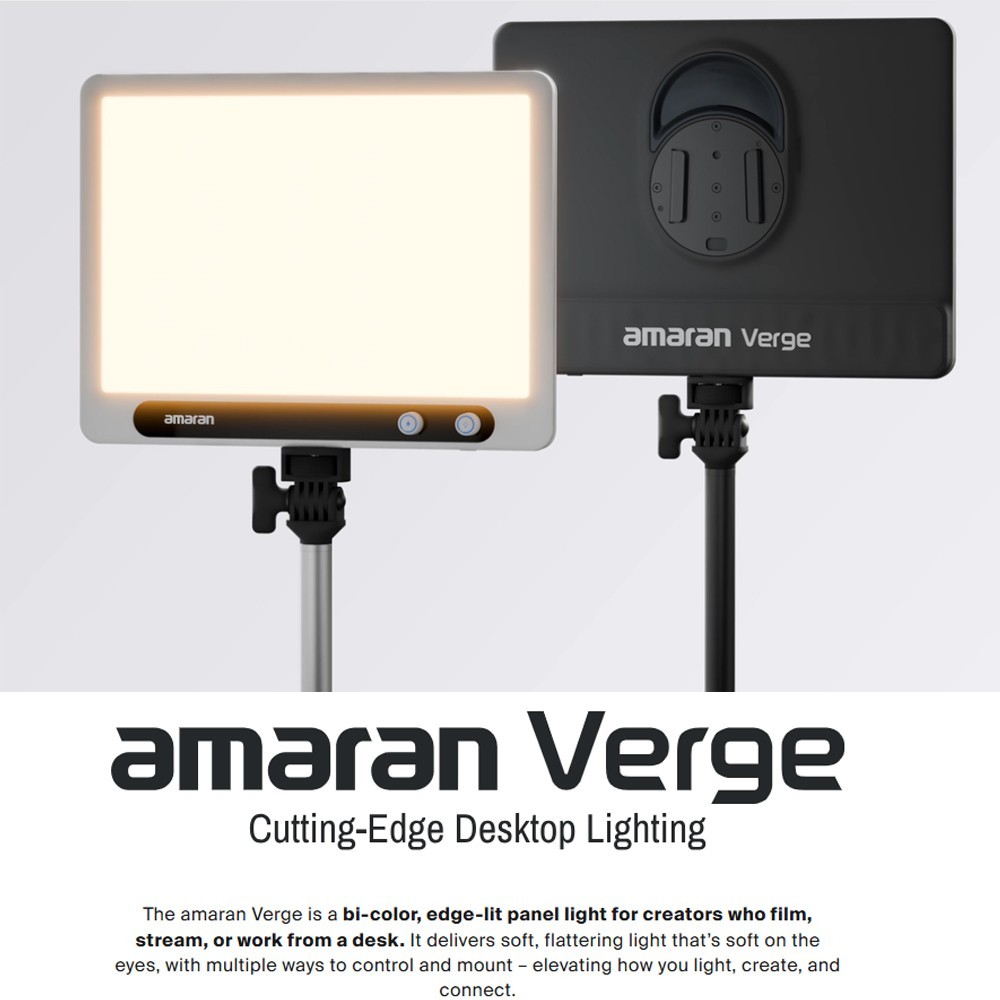 amaran Verge Bi-Color Edge-lit Rectangular Panel 26W Soft LED Video Light