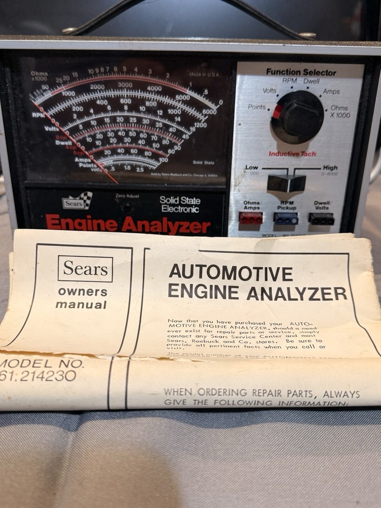 Sears Solid State Electronic Engine Analyzer Model 161.214230 with Cables
