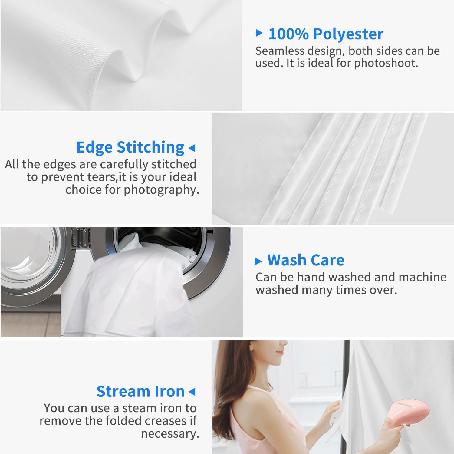 Photo Backdrop Curtains, White Backdrop for Photoshoot, 5X6.5 Ft White Photogra