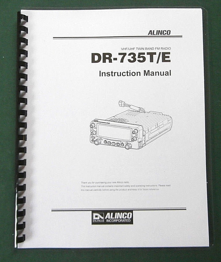 Alinco DR-735T/E Instruction Manual: Comb bound & Protective Plastic covers