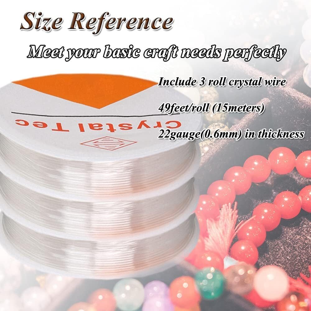 Whale Stretchy String for Bracelets, 3 Rolls Clear Elastic White