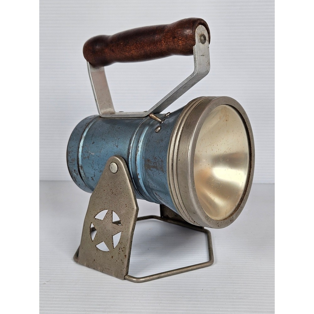 Vintage Star Headlight and Lantern Co. Blue Lantern Flashlight Railroad UNTESTED