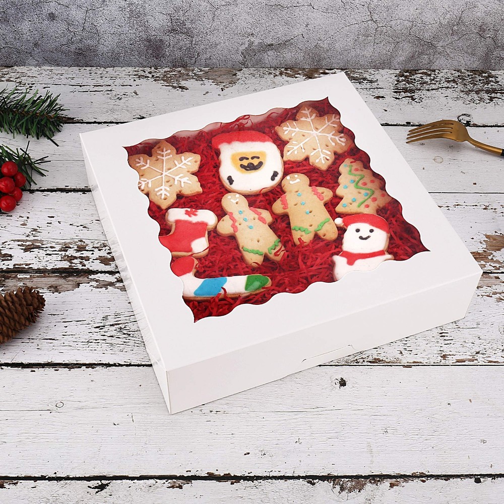 20-Pack Pie Boxes 10" x 10" x 2.5" Cookie Boxes Bakery Boxes with Window for ...